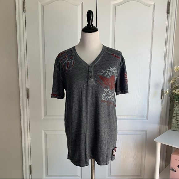 Affliction American Customs Burnout Henley Tee - Picture 3 of 14